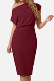 Boat Neck Short Sleeve Knee-Length Dress - Trendsi - Flyclothing LLC