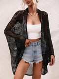 Openwork Open Front Longline Cover Up - Trendsi - Flyclothing LLC