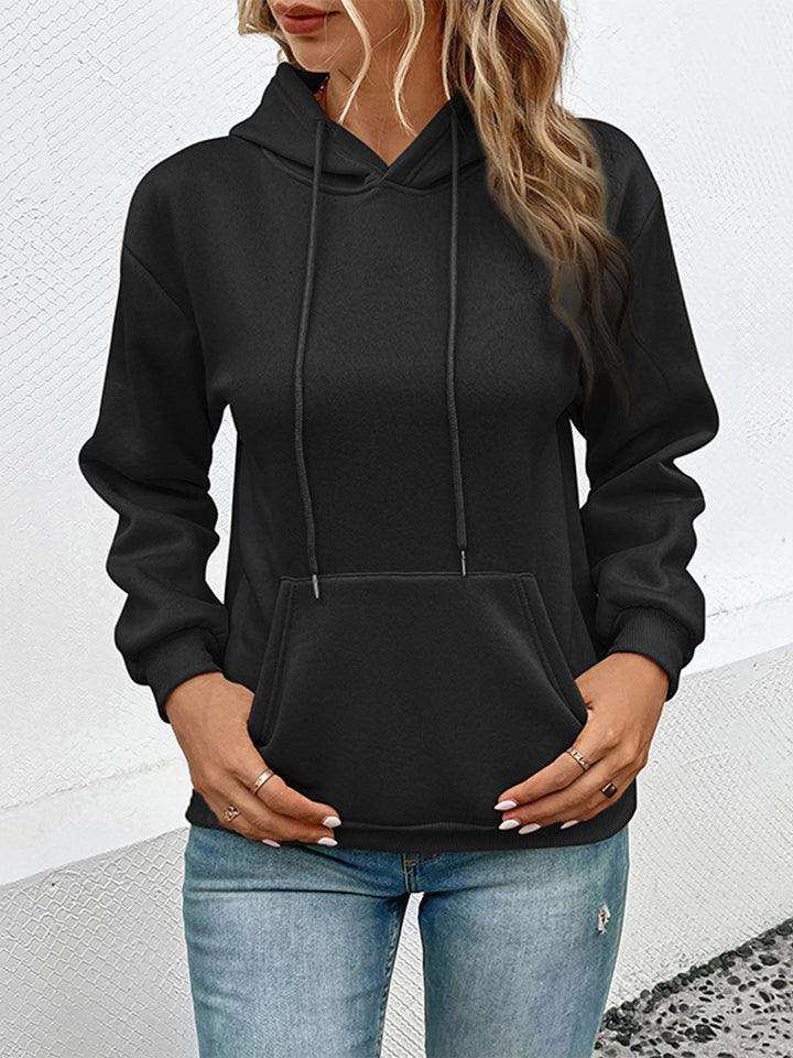 Long Sleeve Front Pocket Hoodie - Trendsi - Flyclothing LLC