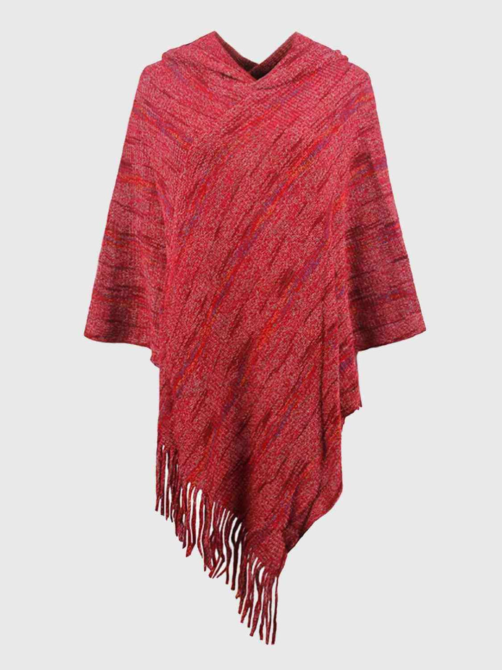 Fringe Hem Hooded Poncho - Trendsi - Flyclothing LLC