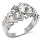 Alamode Matte Rhodium & Rhodium 925 Sterling Silver Ring with AAA Grade CZ in Clear - Alamode - Flyclothing LLC