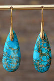 Handmade Teardrop Shape Natural Stone Dangle Earrings - Trendsi - Flyclothing LLC