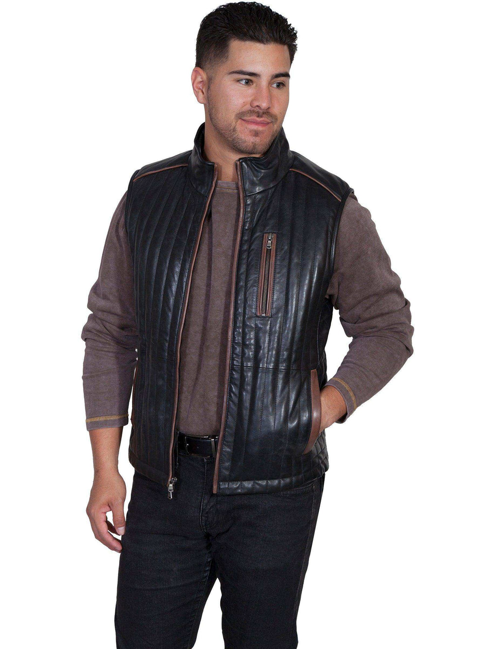 Scully BLACK ITALIAN LAMB MEN'S VEST - Scully Leather - Flyclothing LLC