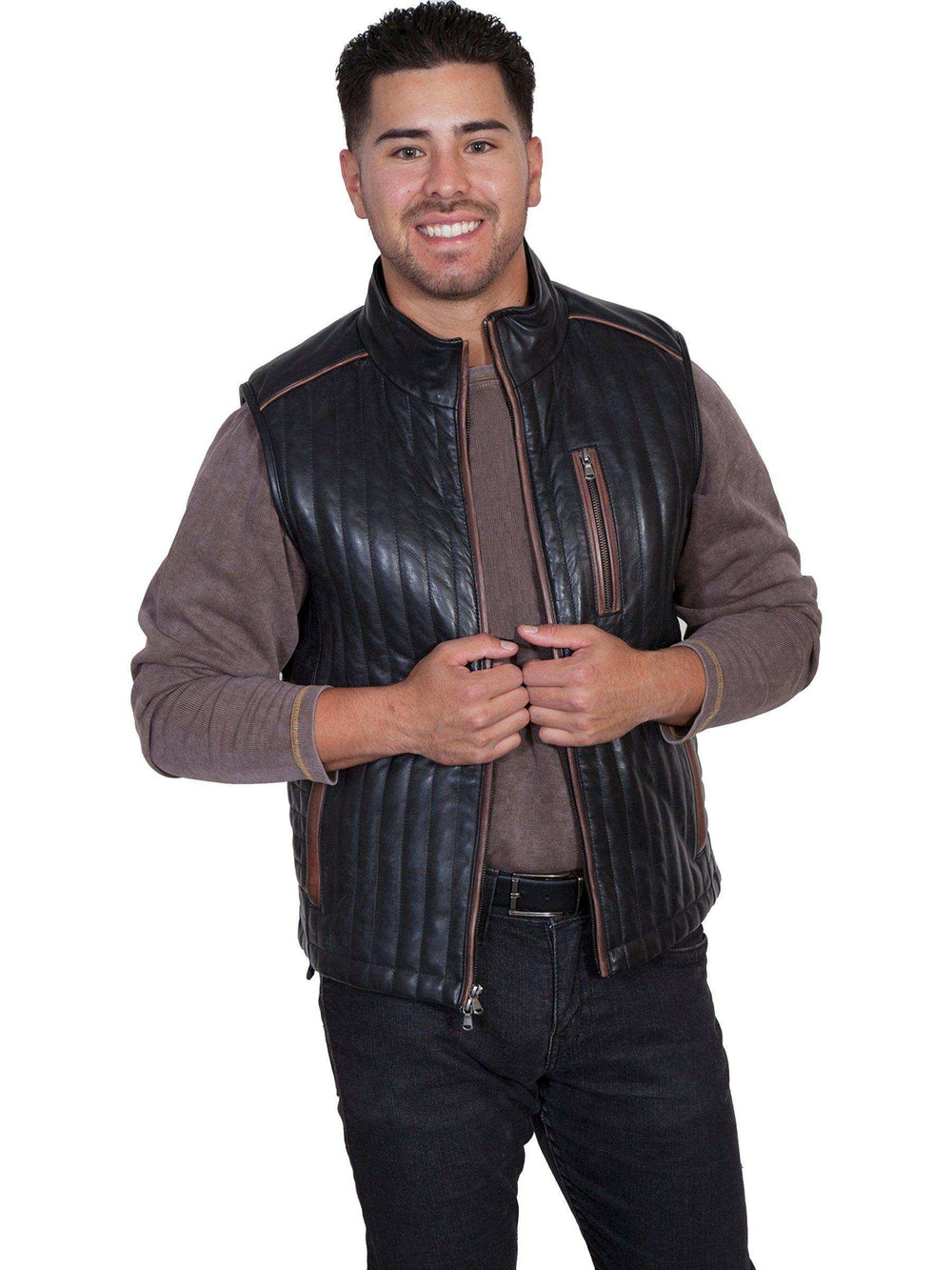 Scully BLACK ITALIAN LAMB MEN'S VEST - Scully Leather - Flyclothing LLC