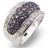 Alamode Rhodium + Ruthenium 925 Sterling Silver Ring with AAA Grade CZ in Amethyst - Alamode - Flyclothing LLC