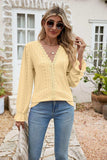 Eyelet Lace Trim Flounce Sleeve Blouse - Trendsi - Flyclothing LLC