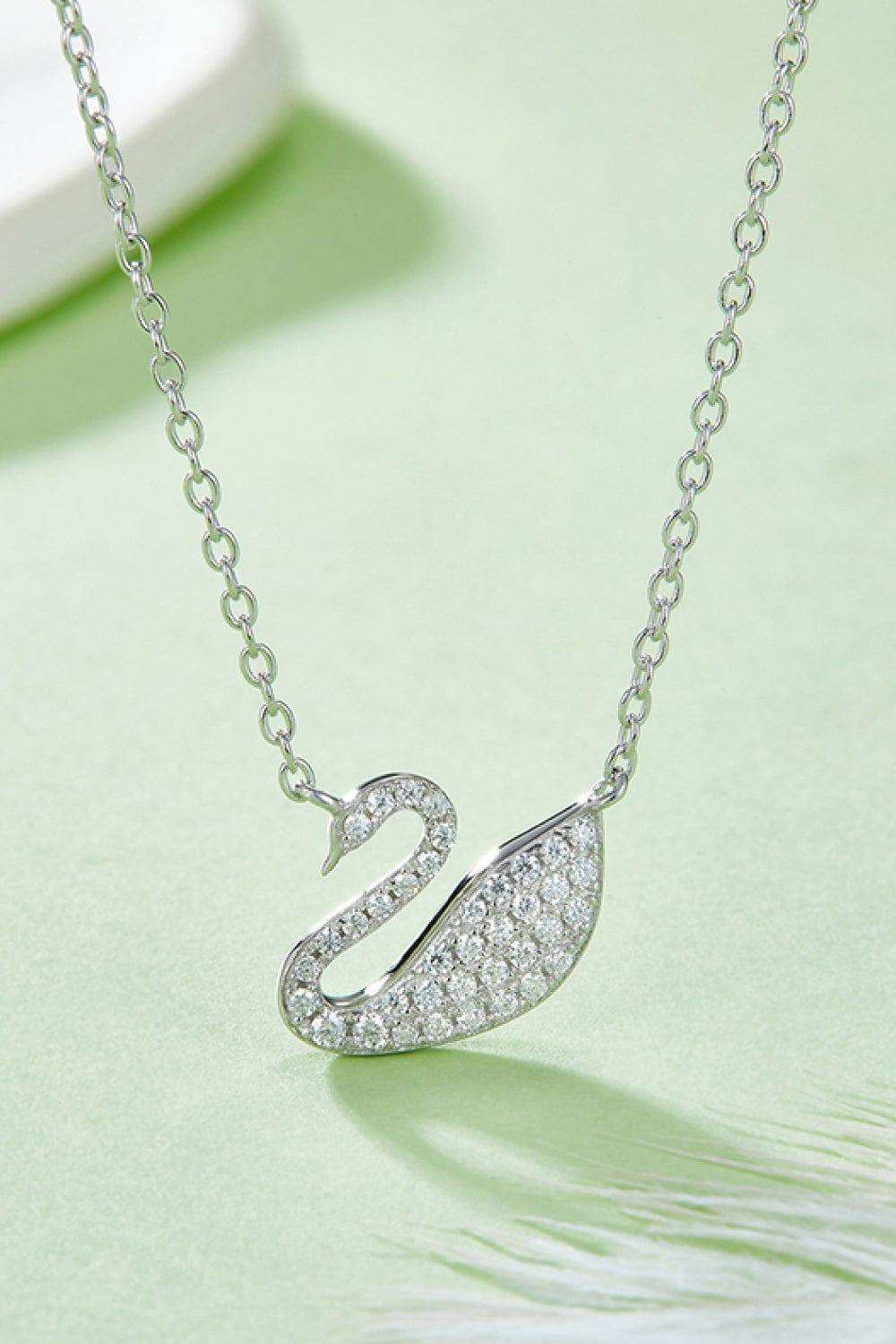 Moissanite Swan 925 Sterling Silver Necklace - Trendsi - Flyclothing LLC