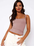 Lace Trim Straight Neck Cami - Trendsi - Flyclothing LLC