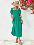 Off-Shoulder Balloon Sleeve Midi Dress - Trendsi - Flyclothing LLC