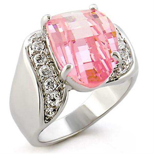 Alamode High-Polished 925 Sterling Silver Ring with AAA Grade CZ in Rose - Alamode - Flyclothing LLC