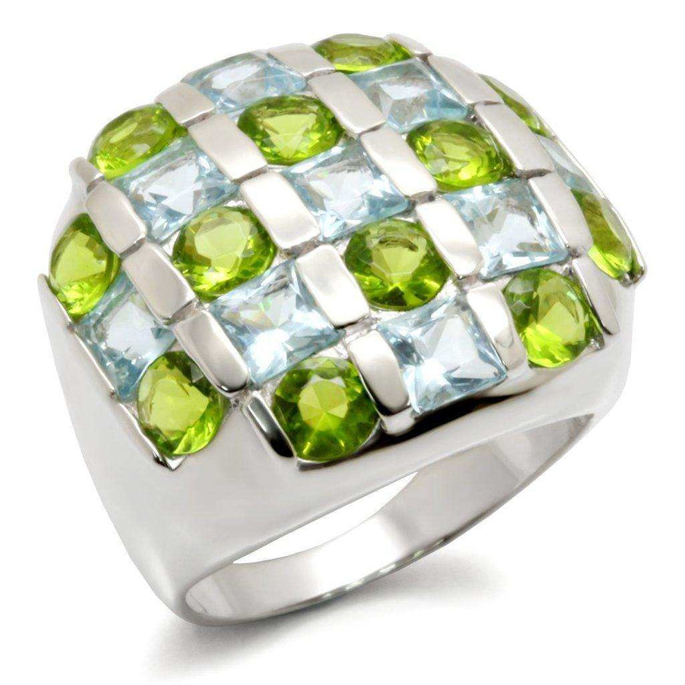 Alamode High-Polished 925 Sterling Silver Ring with AAA Grade CZ in Multi Color - Alamode - Flyclothing LLC