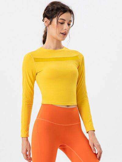 Round Neck Long Sleeve Active T-Shirt - Trendsi - Flyclothing LLC