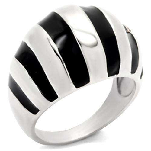 Alamode High-Polished 925 Sterling Silver Ring with Epoxy in Jet - Alamode - Flyclothing LLC