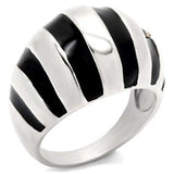 Alamode High-Polished 925 Sterling Silver Ring with Epoxy in Jet - Alamode - Flyclothing LLC