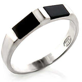 Alamode High-Polished 925 Sterling Silver Ring with Semi-Precious Onyx in Jet - Alamode - Flyclothing LLC