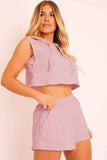 Hooded Crop Top & Pocketed Shorts Set - Trendsi - Flyclothing LLC