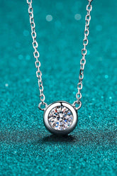Moissanite Round Pendant Chain Necklace - Trendsi - Flyclothing LLC