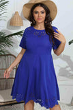 Plus Size Round Neck Openwork Dress - Trendsi - Flyclothing LLC