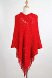 Fringe Openwork Surplice Cape Sleeve Poncho - Trendsi - Flyclothing LLC