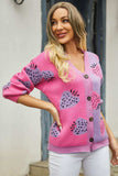 Printed V-Neck Button-Down Long Sleeve Cardigan - Trendsi - Flyclothing LLC