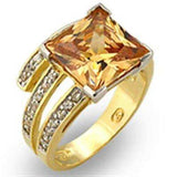 Alamode Gold+Rhodium 925 Sterling Silver Ring with AAA Grade CZ in Champagne - Alamode - Flyclothing LLC
