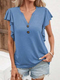 Notched Cap Sleeve T-Shirt - Trendsi - Flyclothing LLC