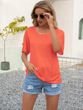 Round Neck Short Sleeve Top - Trendsi - Flyclothing LLC