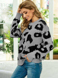 Drop Shoulder Leopard Pullover Sweater - Trendsi - Flyclothing LLC
