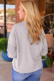 Waffle Buttoned Long Sleeve Top - Trendsi - Flyclothing LLC