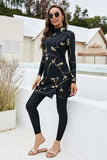 Printed Mock Neck Long Sleeve Top and Pants Swim Set - Trendsi - Flyclothing LLC