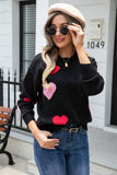 Heart Round Neck Droppped Shoulder Sweater - Trendsi - Flyclothing LLC