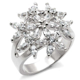 Alamode High-Polished 925 Sterling Silver Ring with AAA Grade CZ in Clear - Alamode - Flyclothing LLC