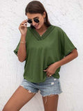 Lace Detail V-Neck T-Shirt - Trendsi - Flyclothing LLC