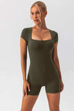 Square Neck Cap Sleeve Active Romper - Trendsi - Flyclothing LLC
