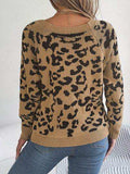 Leopard Buttoned Square Neck Sweater - Trendsi - Flyclothing LLC