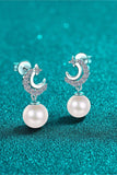 Moissanite Pearl Drop Earrings - Trendsi - Flyclothing LLC