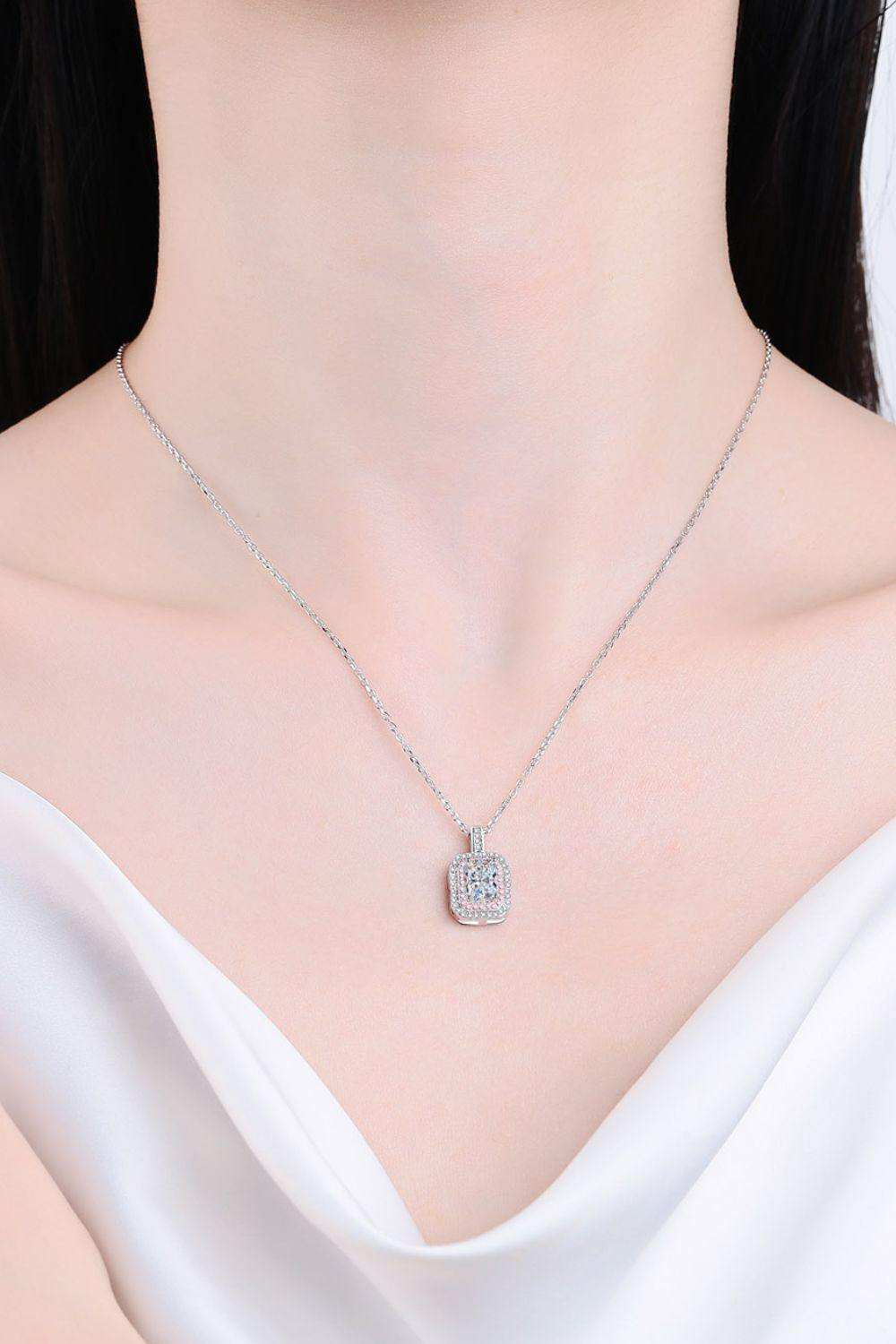 1 Carat Moissanite Geometric Pendant Chain Necklace - Trendsi - Flyclothing LLC