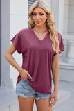 V-Neck Short Sleeve T-Shirt - Trendsi - Flyclothing LLC