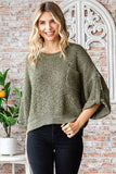Veveret Round Neck Roll-Up Sweater - Trendsi - Flyclothing LLC