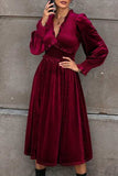 Smocked Lantern Sleeve Midi Dress - Trendsi - Flyclothing LLC