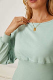 Boat Neck Lantern Sleeve Blouse - Trendsi - Flyclothing LLC