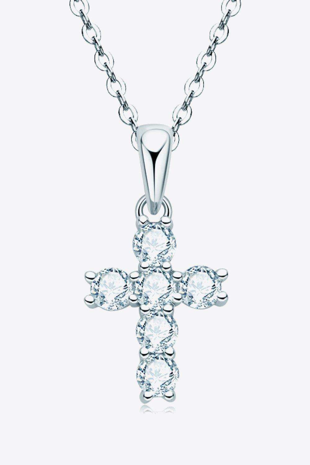 925 Sterling Silver Cross Moissanite Pendant Necklace - Trendsi - Flyclothing LLC