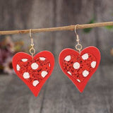 Sequin Heart Leather Drop Earrings - Trendsi - Flyclothing LLC