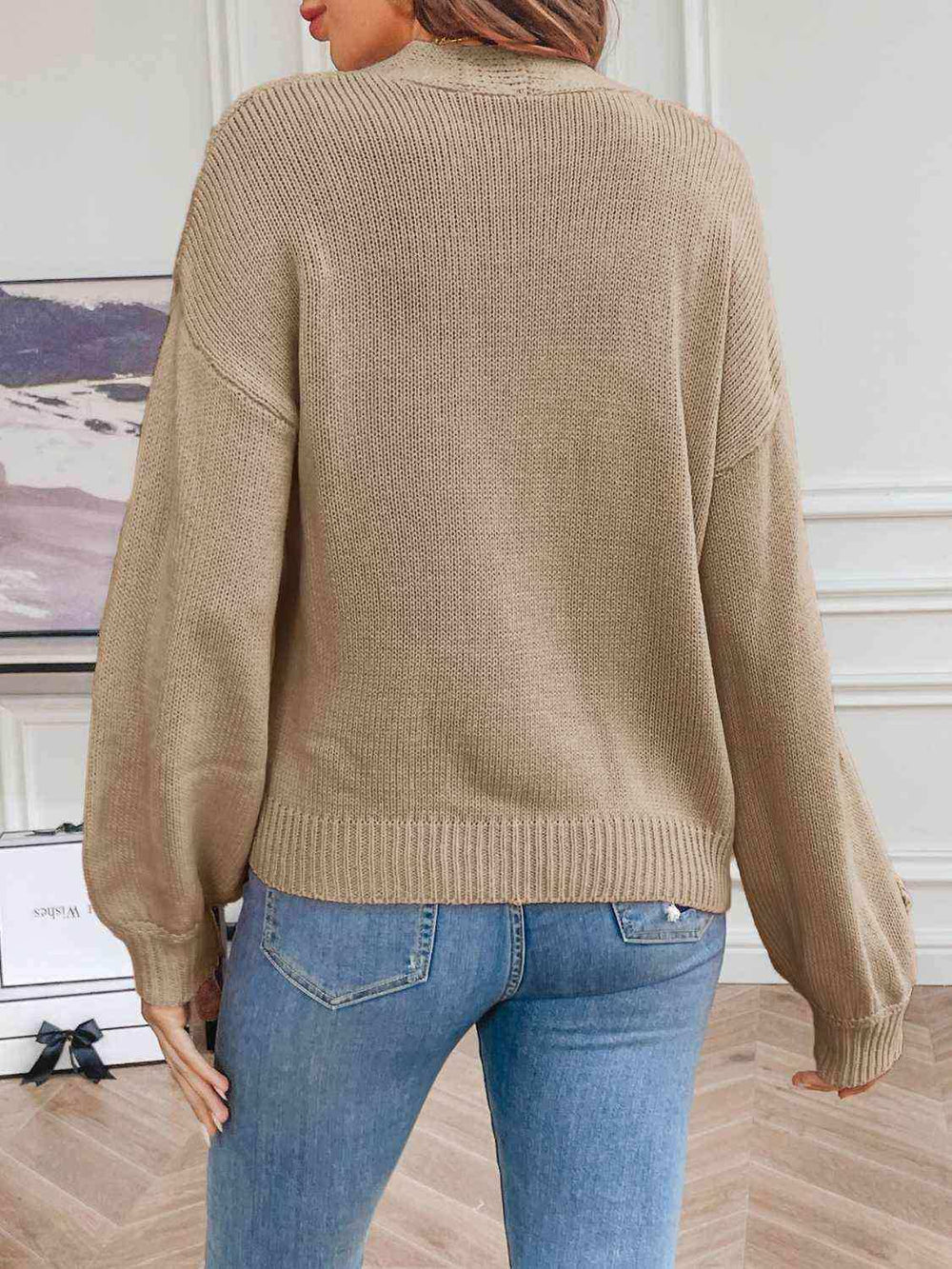 Floral Long Sleeve Open Front Cardigan - Trendsi - Flyclothing LLC