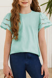 Round Neck Flutter Sleeve T-Shirt - Trendsi - Flyclothing LLC
