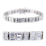 Alamode Rhodium Brass Bracelet with AAA Grade CZ in Clear - Alamode - Flyclothing LLC