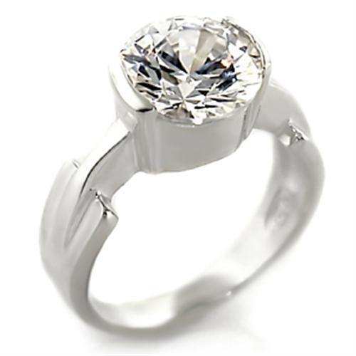 Alamode High-Polished 925 Sterling Silver Ring with AAA Grade CZ in Clear - Alamode - Flyclothing LLC