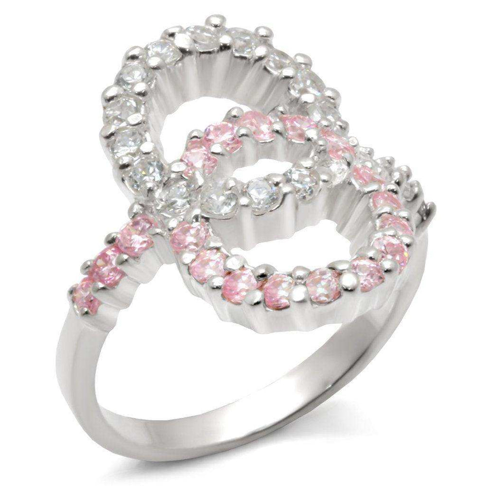 Alamode High-Polished 925 Sterling Silver Ring with AAA Grade CZ in Rose - Alamode - Flyclothing LLC