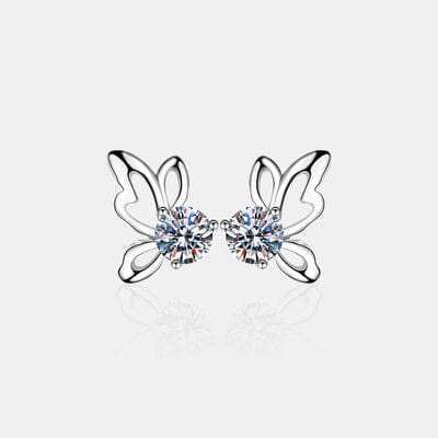 1 Carat Moissanite Butterfly Shape Earrings - Trendsi - Flyclothing LLC
