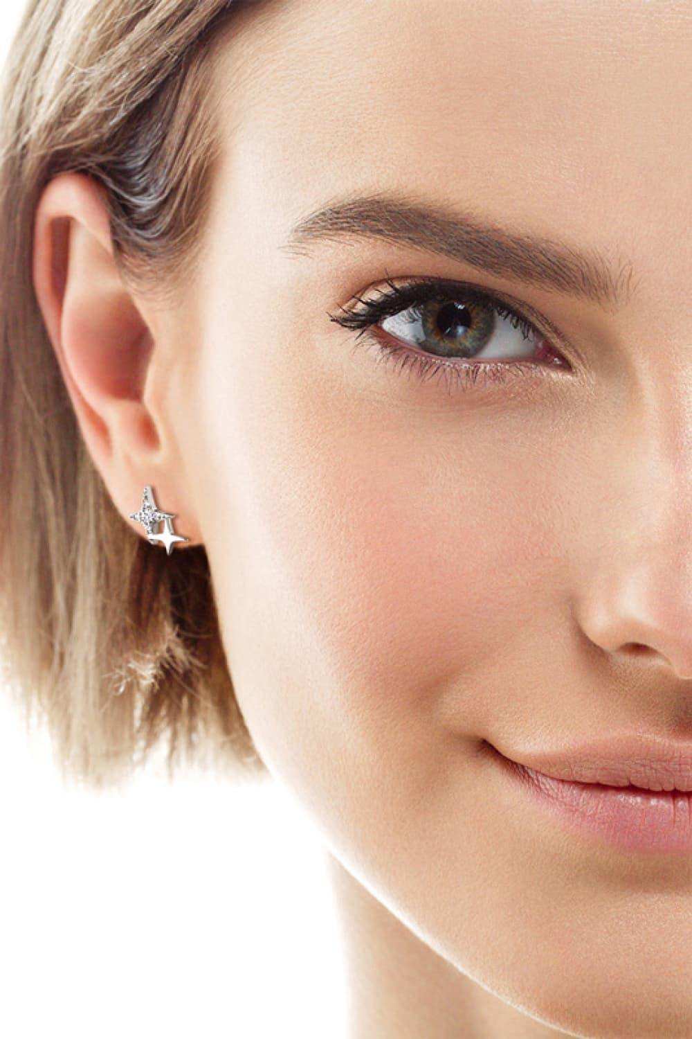 Moissanite 925 Sterling Silver Star Shape Earrings - Trendsi - Flyclothing LLC